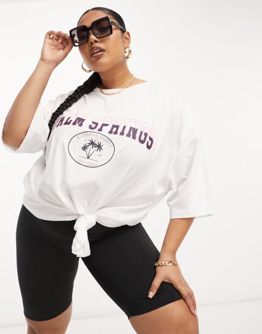 Camiseta blanca extragrande con estampado de texto 