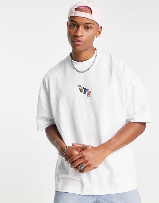 Camiseta blanca extragrande con estampado de texto 