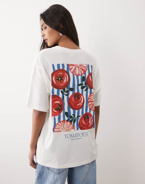 Camiseta blanca extragrande con estampado de tomates en la espalda de JJXX - view 1