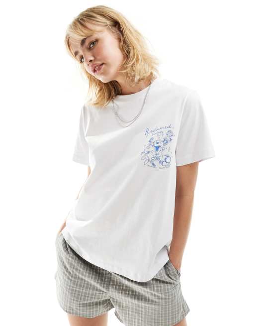 Camiseta blanca extragrande con estampado discotequero "Cocktail" de Reclaimed Vintage, 2 de 4