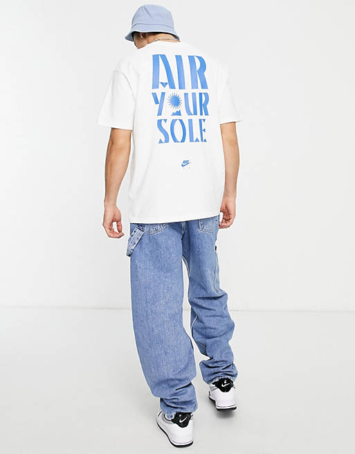 Hombre Tops | Camiseta blanca extragrande con estampado en la espalda de tejido grueso Air Max 90 de Nike - AJ12464