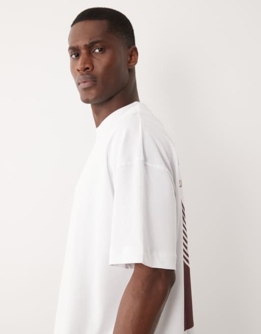 Camiseta blanca extragrande con estampado en la espalda de tejido grueso de algodón de 4505 Tennis , 4 de 5