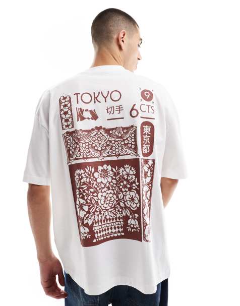 Camiseta blanca extragrande con estampado estilo souvenir en la espalda de ASOS DESIGN - view 1