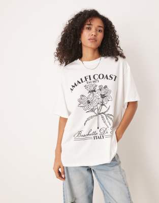 Camiseta blanca extragrande con estampado gráfico "Amalfi Coast" de ASOS DESIGN - view 1