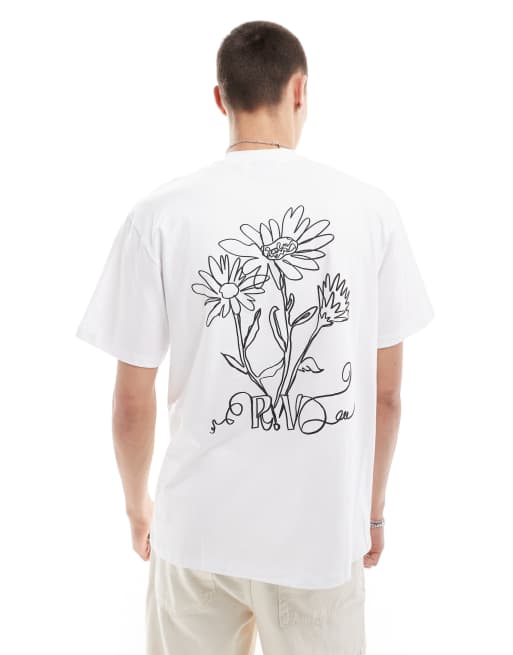 Camiseta blanca extragrande con estampado gráfico de flores de Reclaimed Vintage