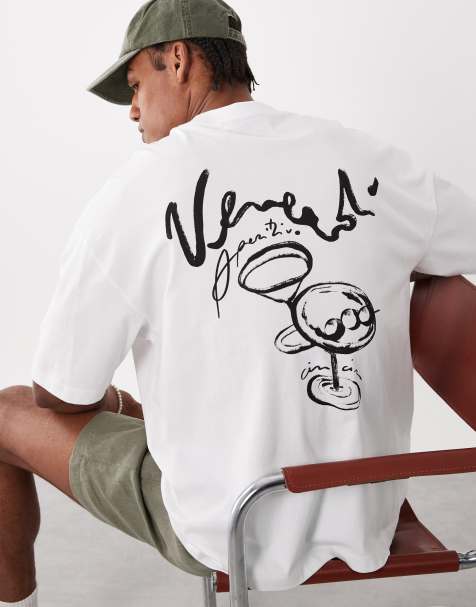 Camiseta blanca extragrande con estampado gráfico de martini de ASOS DESIGN - view 1
