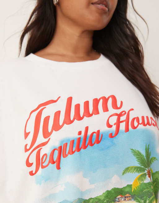 Camiseta blanca extragrande con estampado gráfico de tequila y tacos de ASOS DESIGN Curve, 3 de 4