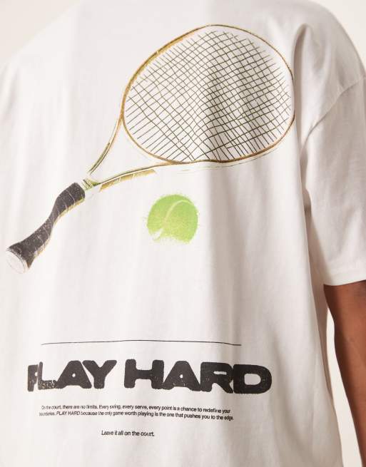 Camiseta blanca extragrande con estampado gráfico deportivo de ASOS DESIGN , 3 de 4