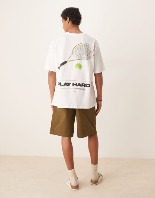 Camiseta blanca extragrande con estampado gráfico deportivo de ASOS DESIGN , 4 de 4
