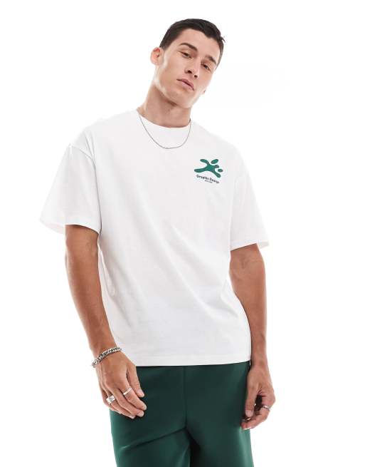 Camiseta blanca extragrande con estampado gráfico en la espalda de Jack & Jones