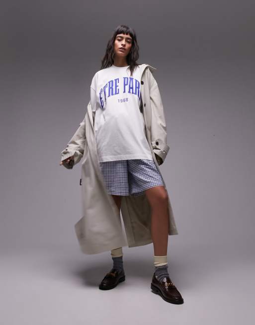Camiseta blanca extragrande con estampado gráfico "Être Paris" premium de Topshop, 2 de 4