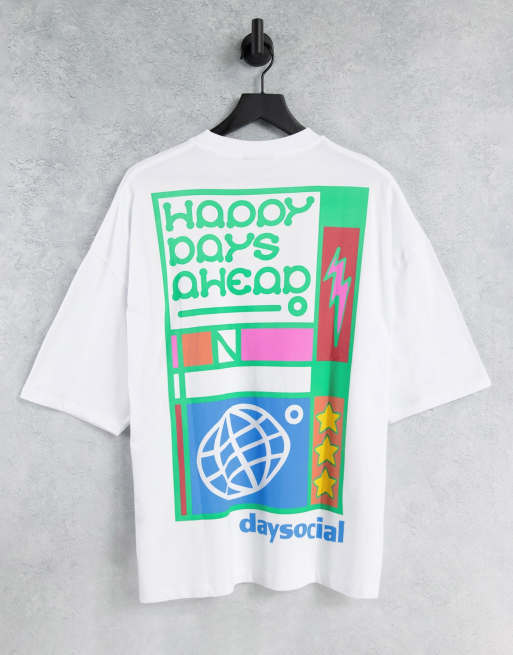 Camiseta blanca extragrande con estampado gráfico grande en la espalda Puff de ASOS Daysocial
