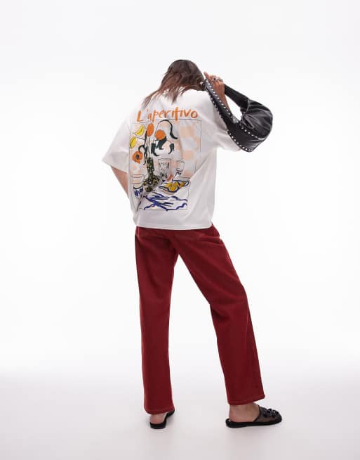 Camiseta blanca extragrande con estampado gráfico 