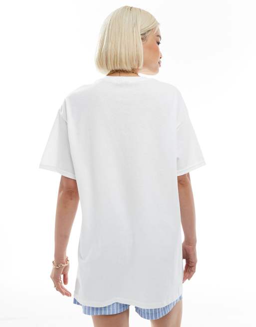 Camiseta blanca extragrande con estampado gráfico veraniego de concha de Miss Selfridge, 2 de 4