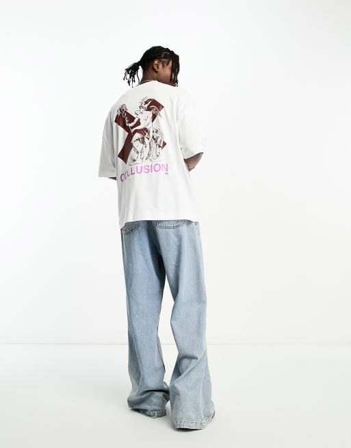 Camiseta blanca extragrande con estampado gráfico 