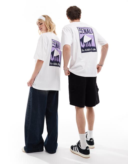 Camiseta blanca extragrande con estampado morado en la espalda Vintage Denali de The North Face ClassicfuncenterShops