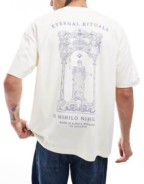Camiseta blanca extragrande con estampado renacentista en la espalda de ASOS DESIGN - view 1