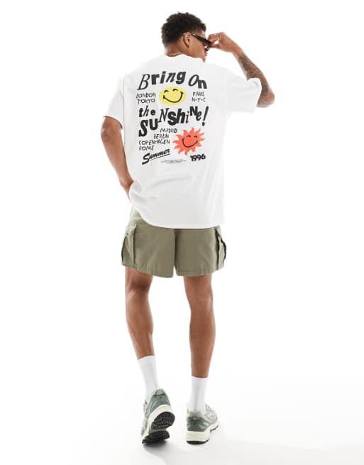 Camiseta blanca extragrande con estampado 