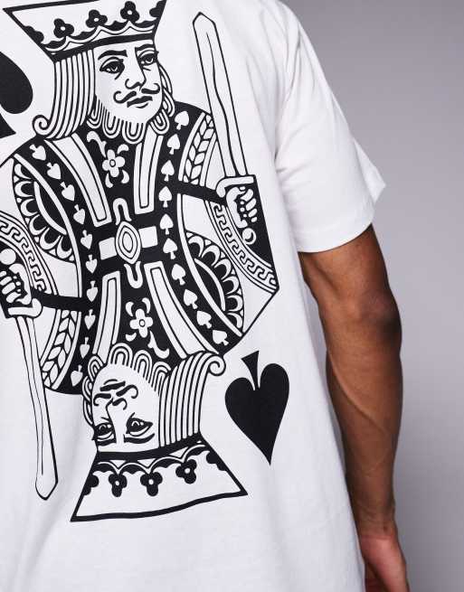 Camiseta blanca extragrande con estampado trasero de rey de corazones de ADPT, 5 de 5