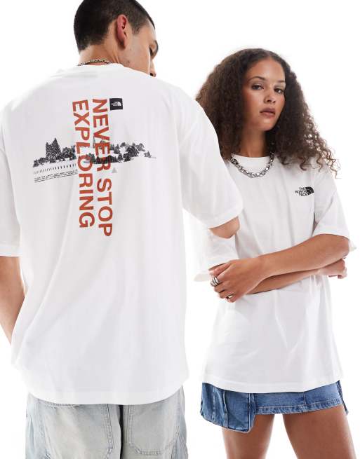 Camiseta blanca extragrande con estampado trasero Digital Mountain de The North Face