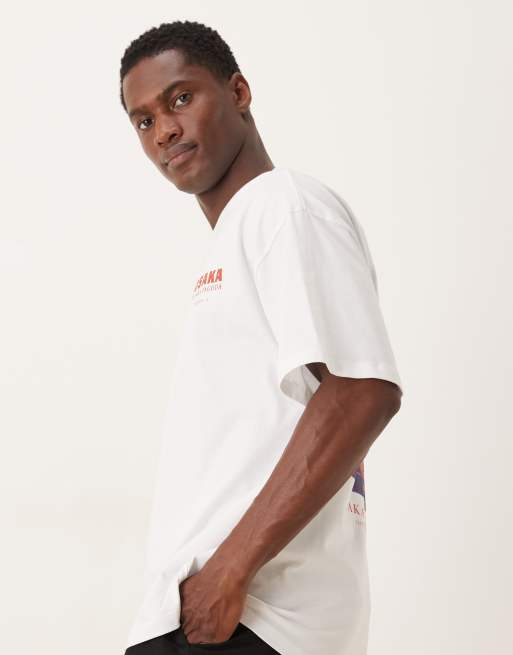 Camiseta blanca extragrande con estampado trasero japonés de Selected, 4 de 5