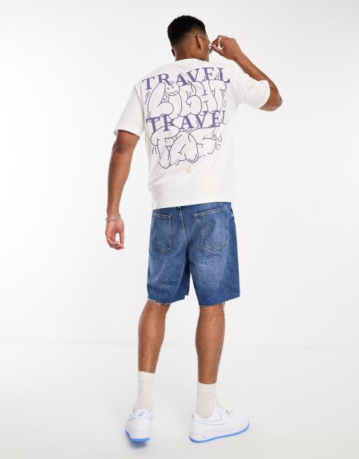 Camiseta blanca extragrande con estampado 