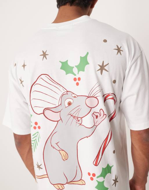 Camiseta blanca extragrande con estampados de "Ratatouille" para Navidad de Disney de ASOS DESIGN, 4 de 4