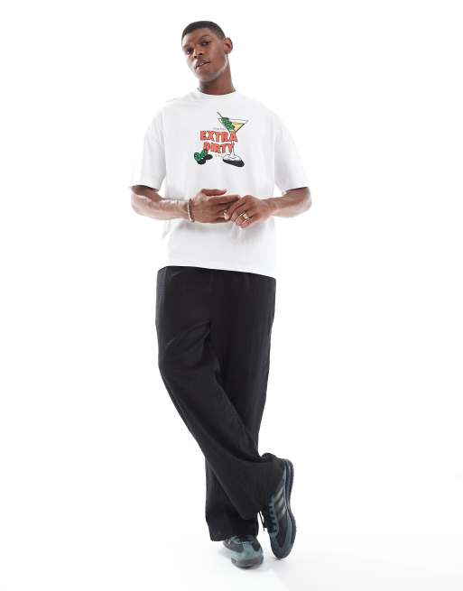 Camiseta blanca extragrande con estampados gráficos de dibujo de ASOS DESIGN, 4 de 4