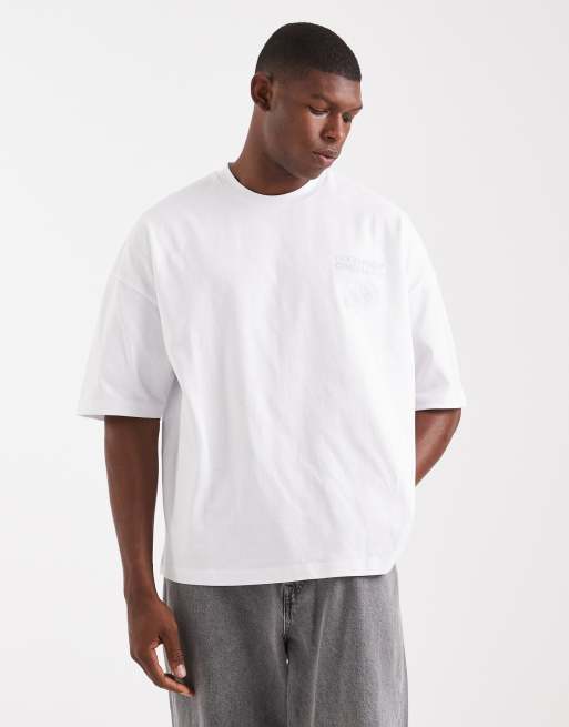Camiseta blanca extragrande con sisas caídas y estampado de ASOS DESIGN, 3 de 5