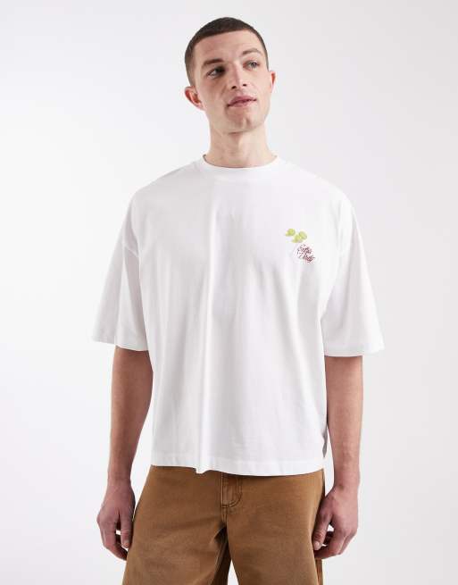 Camiseta blanca extragrande de corte cuadrado con estampado gráfico de martini de ASOS DESIGN, 3 de 5