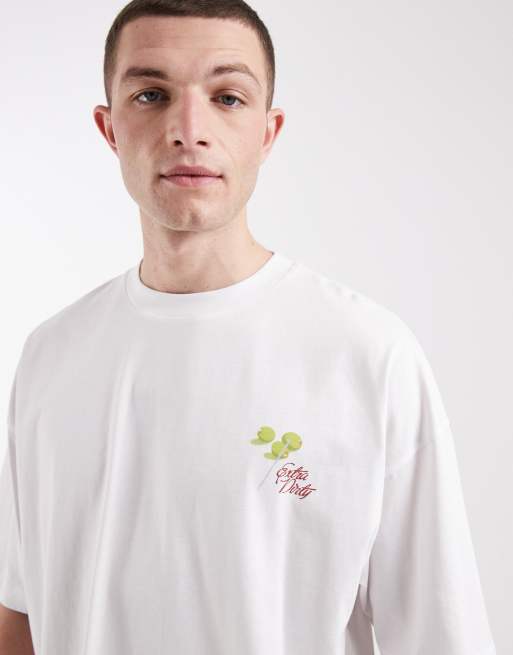 Camiseta blanca extragrande de corte cuadrado con estampado gráfico de martini de ASOS DESIGN, 5 de 5
