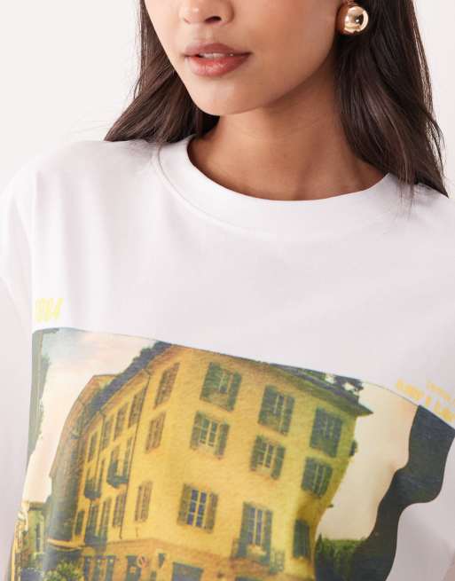 Camiseta blanca extragrande de manga corta con estampado gráfico "Roma" de ASOS DESIGN, 3 de 4