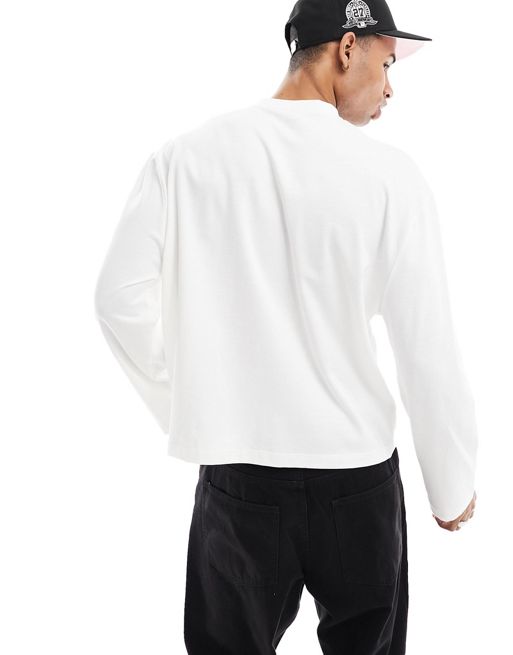 Camiseta negra extragrande a rayas blancas de manga larga y cuello bomber  de ASOS DESIGN