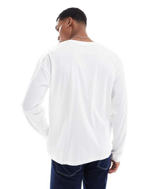 Camiseta blanca extragrande de manga larga con diseño de New Look, 4 de 4