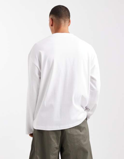 Camiseta blanca extragrande de manga larga de tejido grueso de ASOS DESIGN, 3 de 5