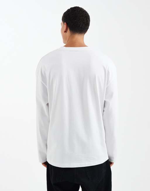 Camiseta blanca extragrande de manga larga de tejido grueso de ASOS DESIGN , 3 de 5