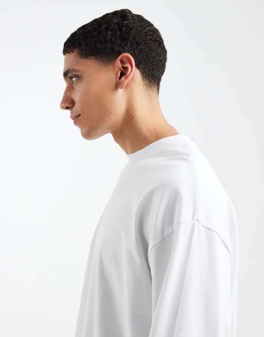 Camiseta blanca extragrande de manga larga de tejido grueso de ASOS DESIGN , 4 de 5