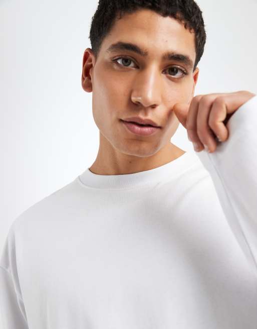 Camiseta blanca extragrande de manga larga de tejido grueso de ASOS DESIGN , 5 de 5