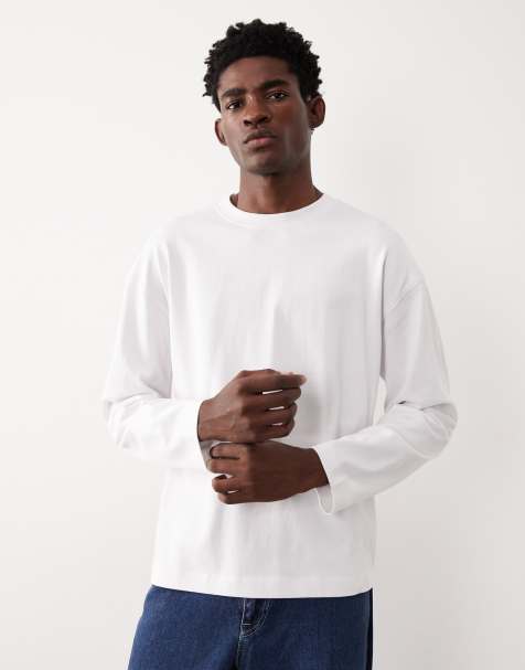 Camiseta blanca extragrande de manga larga de tejido muy grueso AC-T-253 de ASOS COLLECTIVE - view 1
