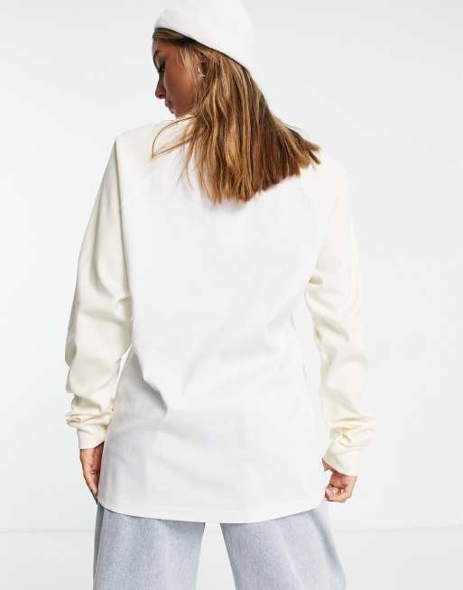 Camiseta blanca extragrande de manga larga estilo béisbol de Topshop, 2 de 4