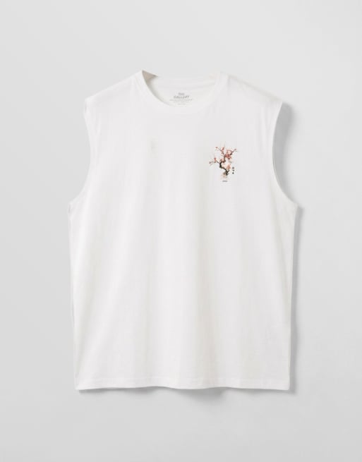 Camiseta blanca extragrande sin mangas con estampado floral en la espalda de Jack & Jones, 6 de 9