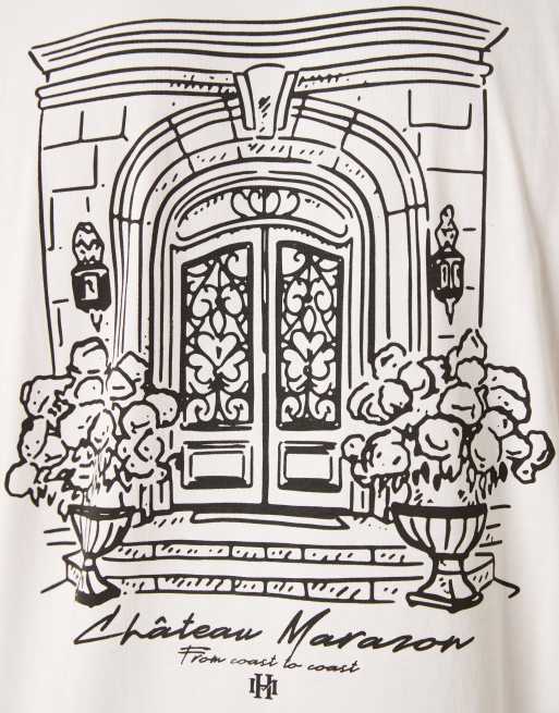 Camiseta blanca extragrande sin mangas con estampado gráfico de paisaje de ASOS DESIGN, 5 de 5