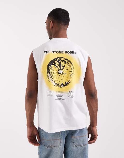 Camiseta blanca extragrande sin mangas con estampado "The Stone Roses" de ASOS DESIGN, 3 de 5