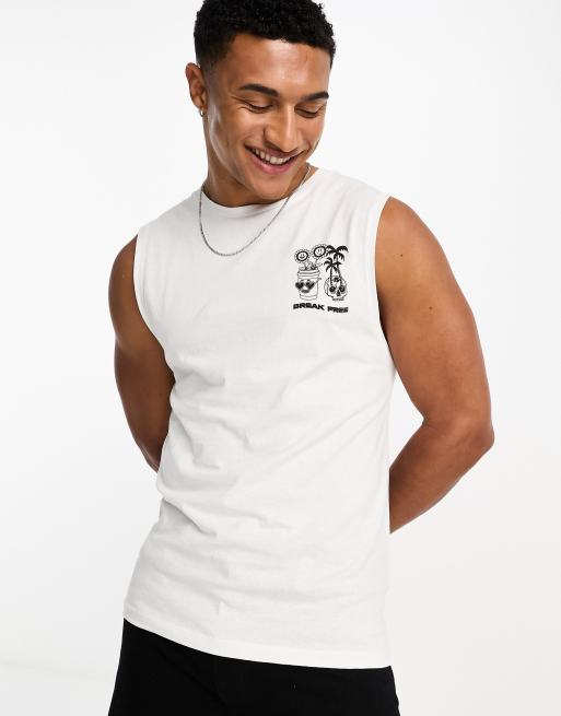 Camiseta blanca extragrande sin mangas con estampado veraniego en la espalda de Jack & Jones, 2 de 4