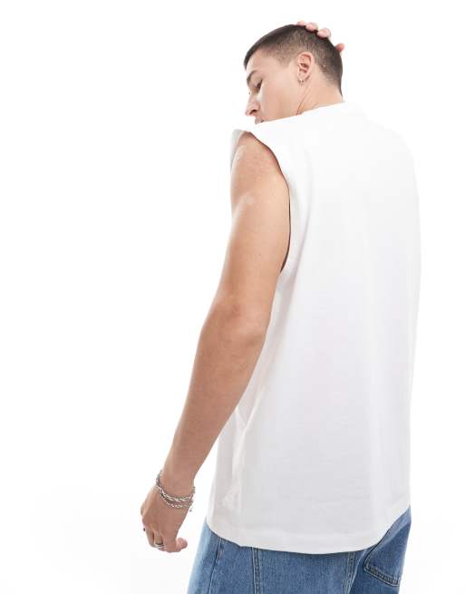 Camiseta blanca extragrande sin mangas de tejido grueso de ASOS DESIGN, 5 de 5