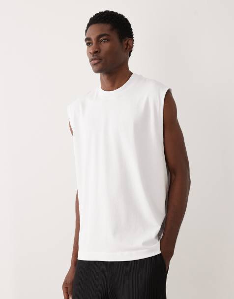 Camiseta blanca extragrande sin mangas de tejido grueso de ASOS DESIGN - view 1