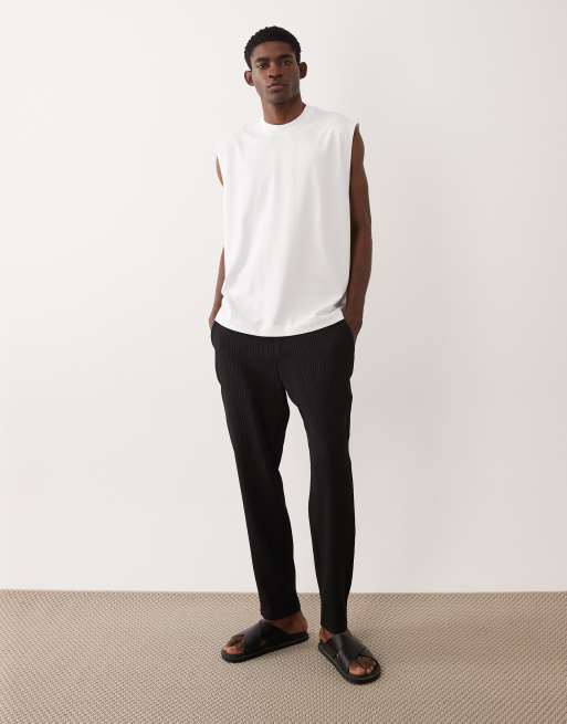 Camiseta blanca extragrande sin mangas de tejido grueso de ASOS DESIGN, 3 de 5