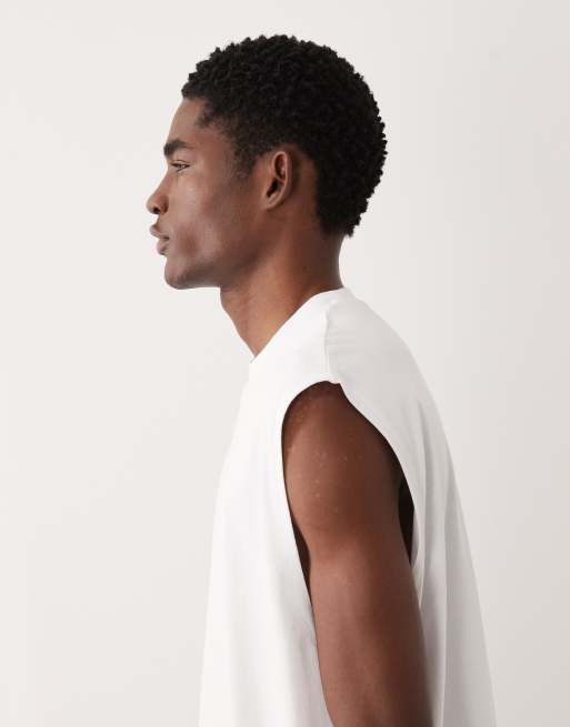 Camiseta blanca extragrande sin mangas de tejido grueso de ASOS DESIGN, 4 de 5