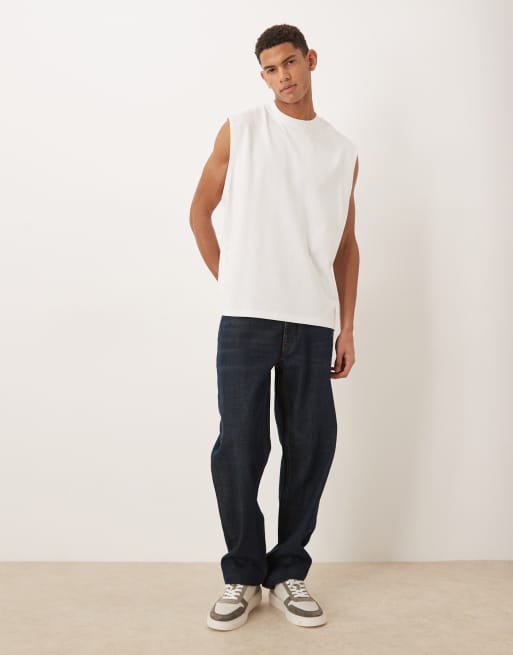 Camiseta blanca extragrande sin mangas de tejido muy grueso de ASOS DESIGN Circular Design Collection, 2 de 5