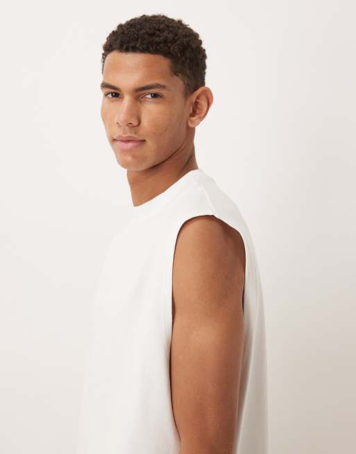 Camiseta blanca extragrande sin mangas de tejido muy grueso de ASOS DESIGN Circular Design Collection, 4 de 5